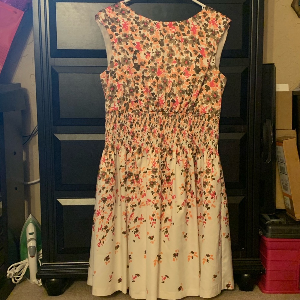 White Dress With Pink Flower Design